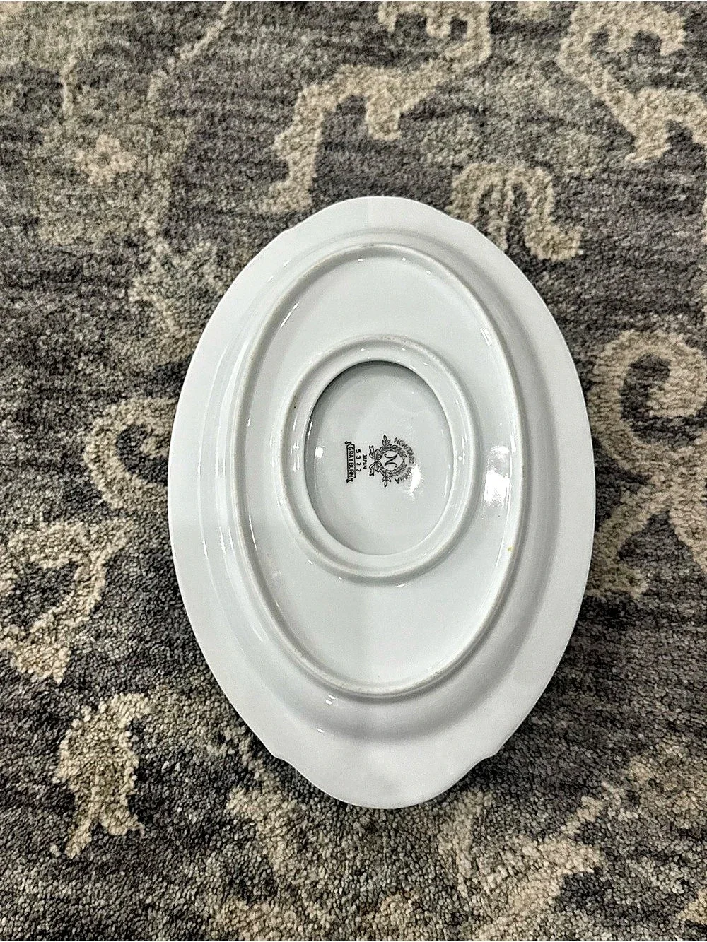 Vintage Noritake Grayburn 5323 Gravy Boat Attached Underplate Platinum Japan